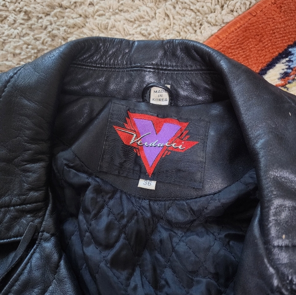 Vintage Verducci Black Leather Fringe Jacket - Picture 3 of 12